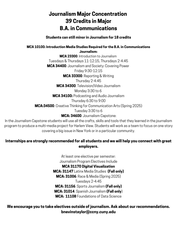 Journalism Schedule Spring 2025.png The City College of New York